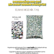 Brextco Store 1000 Adet Elmas Mozaik Taş | 3mm Non-Hotfix Düz Tabanlı Süsleme Taşı/diamond Painting - White Ab