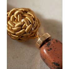 Birtarz Obsidyen Taşı ,çelik ve Özel Ip Örme Boncuk Detaylı Küpe