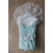 Beruflic Yenidoğan Sedef Kareli Duvaklı Kız Kundak Bebek Battaniyesi Mint Yeşili