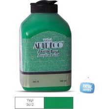 Artdeco 500 ml Yeşil Akrilik Boya 0,5 Litre Büyük Boy Yeni Seri
