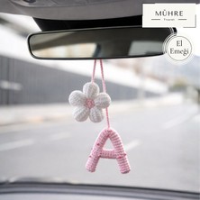 Çiçek ve Harf Detaylı Araba Dikiz Ayna Süsü Hediye Araç Aksesuarı