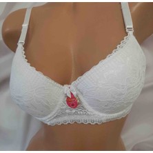 Shine Elagance Beyaz Dolgulu Destekli Dantelli Balenli Iç Kısmı %70 Pamuk Cotton Kadın Tek Sütyen