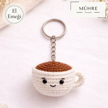 Kahve Fincanı Anahtarlık Charm Hediyelik %100 Pamuklu Organik Amigurumi Örgü