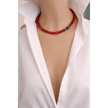 Sinem Şanlı Atelier Vega Fasetli Kırmızı Akik & Lapis Lazuli Doğal Taş Kolye