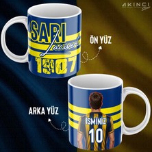Kişiye Özel Sarı Lacivert Isim ve Numara Baskılı Taraftar Tasarımlı Kupa Bardak - Hediyelik