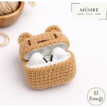Airpods Kulaklık Kılıfı Ayıcık Model Hediyelik %100 Pamuklu Organik Amigurumi Örgü Doğumgünü Hediye