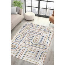 Lioara Home Geometrik Çizgili Dijital Baskılı Halı – Modern, Kaymaz Taban, Salon & Oturma Odası Için Halı