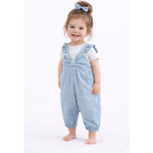 Tongs Baby Leni Twist Ayarlanabilir Askılı Kot Kız Bebek Tulum Günlük Bebek Tulum 6-36 Ay