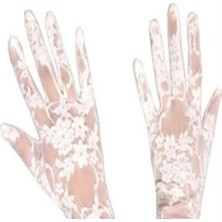 SHC4200 Dantelli Gelin Eldiveni - Beyaz Kısa