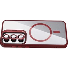 İlk El Grup Ieg™  Samsung Galaxy S25 Remim Lensli Magsafe Standlı Kapak - Bordo