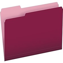 Uravas Store Two-Tone File Dosya, 1/3 Cut Top Tab, Letter, Burgundy/light Burgundy, 100/BOX