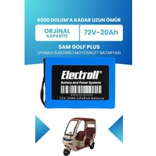 Electroll Sam Golf Plus Batarya (Standart Kapasite) Lifepo4 72V 20AH Elektrikli Motosiklet Bataryası