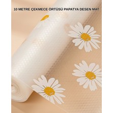 Pileli Store 10 Metre Papatya Desenli Dolap Içi Kaymaz Koruyucu Mat