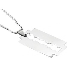 SHC4200 Jilet Çelik Kolye - Jilet Model Paslanmaz Gümüş Renk Çelik Kolye