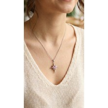 316L Çelik Gümüş Renk Zirkon Taşlı Kutup Yıldızı Model Kadın Kolye - Lisinya