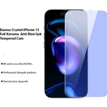 Pileli Store Baseus Crystal iPhone 15 Full Koruma Anti Mavi Işık Tempered Cam Ekran Koruyucu 2 Adet SET-(5775)