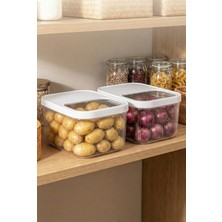 Depa 2'li 12 Lt Multibox Beyaz Kayar Kapaklı Saklama Kabı & Erzak Kabı & Patates Soğan Kovası