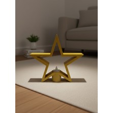 Ny Joy Sarı Yıldız Mumluk Modern Salon ve Raf Dekoru