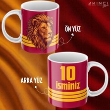 Kişiye Özel Isim ve Numara Baskılı Sarı Kırmızı Taraftar Tasarımlı  Kupa Bardak - Hediyelik