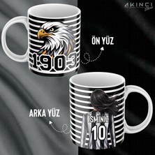 Siyah Beyaz 1903 Kartal Tasarımlı Kişiye Özel Isim ve Numara Baskılı Kupa Bardak - Hediyelik