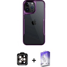 İlk El Grup Ieg™ iPhone 15 Pro Max Kılıf Akış Çizgi Koleksiyonu - Siyah Bilvis 5in1 3D Magic Cam Ekran Koruyucu + Turuncu Pvd Metal Kamera Lens