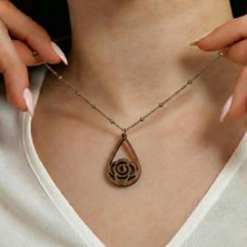 Koçak Takı Ahşap Kolye Modern Özgün Minimalist Takı Model No 270