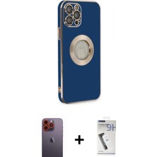 İlk El Grup Ieg™ iPhone 12 Pro Max Kılıf Iz Form Serisi - Şeffaf Uv Polymer Nano Ekran Koruyucu + Turuncu Neon Fosforlu Kamera Lens