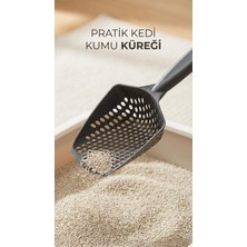 Nuveden Kedi Kumu Eleme Küreği Paslanmaz Çelik Saplı ve Delikli Yapısıyla Temizlik Için Uygun
