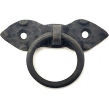 Nuveden Eco Lounge Antika Tarz Dekoratif Pirinç Yaprak Mobilya Kulbu, Kapı Kilit Halkası - 80 Mm, Oksit