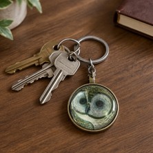 Herşey Nota Unisex Baykuş Desenli Metal Anahtarlık Bronz Renk Aksesuar
