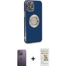 İlk El Grup Ieg™ iPhone 12 Pro Max Kılıf Iz Form Serisi - Siyah Mat Seramik Nano Ekran Koruyucu + Beyaz Neon Fosforlu Kamera Lens