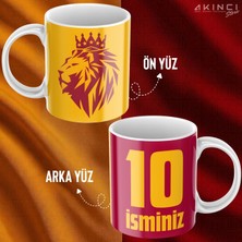Akıncı Store Kişiye Özel Isim ve Numara Baskılı Sarı Kırmızı Tasarımlı  Kupa Bardak - Hediyelik