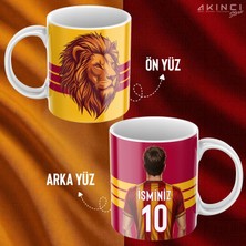 Akıncı Store Kişiye Özel Isim ve Numara Baskılı Sarı Kırmızı Tasarımlı  Kupa Bardak - Hediyelik