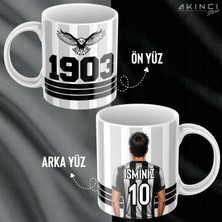 Akıncı Store Kişiye Özel Isim ve Numara Baskılı Siyah Beyaz Kartal Tasarımlı Kupa Bardak - Hediyelik