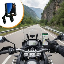 Nuveden Evrensel Motosiklet Telefon Tutucu – Kaymaz, Kilitlenebilir Güvenli Tutuşlu, 360° Ayarlanabilir