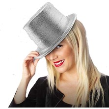 Nuveden Plastik Parti Şapkası Gümüş Siml