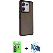 İlk El Grup Ieg™ Redmi Note 13 Pro 5g Kılıf Eksen Işık - Siyah 3D Antistatik Seramik Nano Ekran Koruyucu + Gümüş Raze Metal Kamera Lens