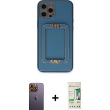 İlk El Grup Ieg™ iPhone 12 Pro Max Kılıf Kozmos Minimal Prime - Siyah 20D Premium Cam Ekran Koruyucu + Sarı Neon Fosforlu Kamera Lens