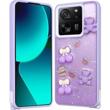 Ahlttiba Xiaomi Mi 13T Için Uyumlu Kılıf Parlayan Simli Kabartma Figürlü Cevze Kapak