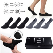 Lion Monroe Saf Bambu Erkek Babet Çorap Dikişsiz Görünmez Kaydırmaz Topuk Silikonlu Premium Hediye Kutulu 6'lı Prime Bamboo Serisi L5952AZNB