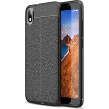 Xiaomi Redmi 7A Için Uyumlu Ultra Koruma Deri Görünümlü Silikon Yüzey Kılıf Niss Kapak