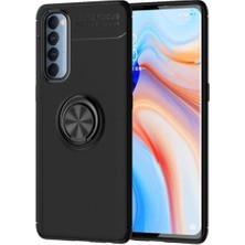 Ummeslem Oppo Reno 4 Pro Için Uyumlu Kılıf Dönebilen Yüzüklü Standlı Silikon Kamera Korumalı Kapak
