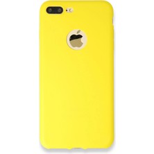 Ahlttiba Iphone 7 Plus Uyumlu Kılıf Yumuaşk Renkli Esnek Premium Rubber Silikon - Sarı