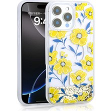 Ahlttiba Apple iPhone 16 Pro Max Için Uyumlu Kılıf Kapak Sıvılı Simli Şeffaf Arka Yüzey Mossa Silikon