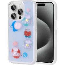 Ahlttiba Apple iPhone 15 Pro Max Kılıf Kabartma Figürlü Parlak Cep Telefonu Için Uyumlu Minimini Silikon Kapak