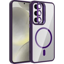 Ahlttiba Samsung Galaxy S25 Telefonu Için Uyumlu Kılıf Standlı Lens Hediyeli M-Safe Şarj Özellikli Etro Kapak