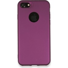Ahlttiba Iphone 8 Için Uyumlu Kılıf Yumuaşk Renkli Esnek Premium Rubber Silikon - Mürdüm