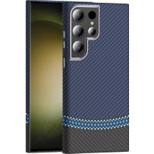 Samsung Galaxy S24 Ultra Için Uyumlu Kılıf Magsafe Şarj Özellikli Karbon Fiber Görünümlü Gros Kapak