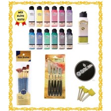 Artdeco 12 Li Ana Renkler Akrilik Boya Seti Parlak Vernik Palet Fırça Seti