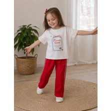 Vovido Kids Kısa Kollu Kolları Brodeli Kız Çocuk Alt-Üst Takım